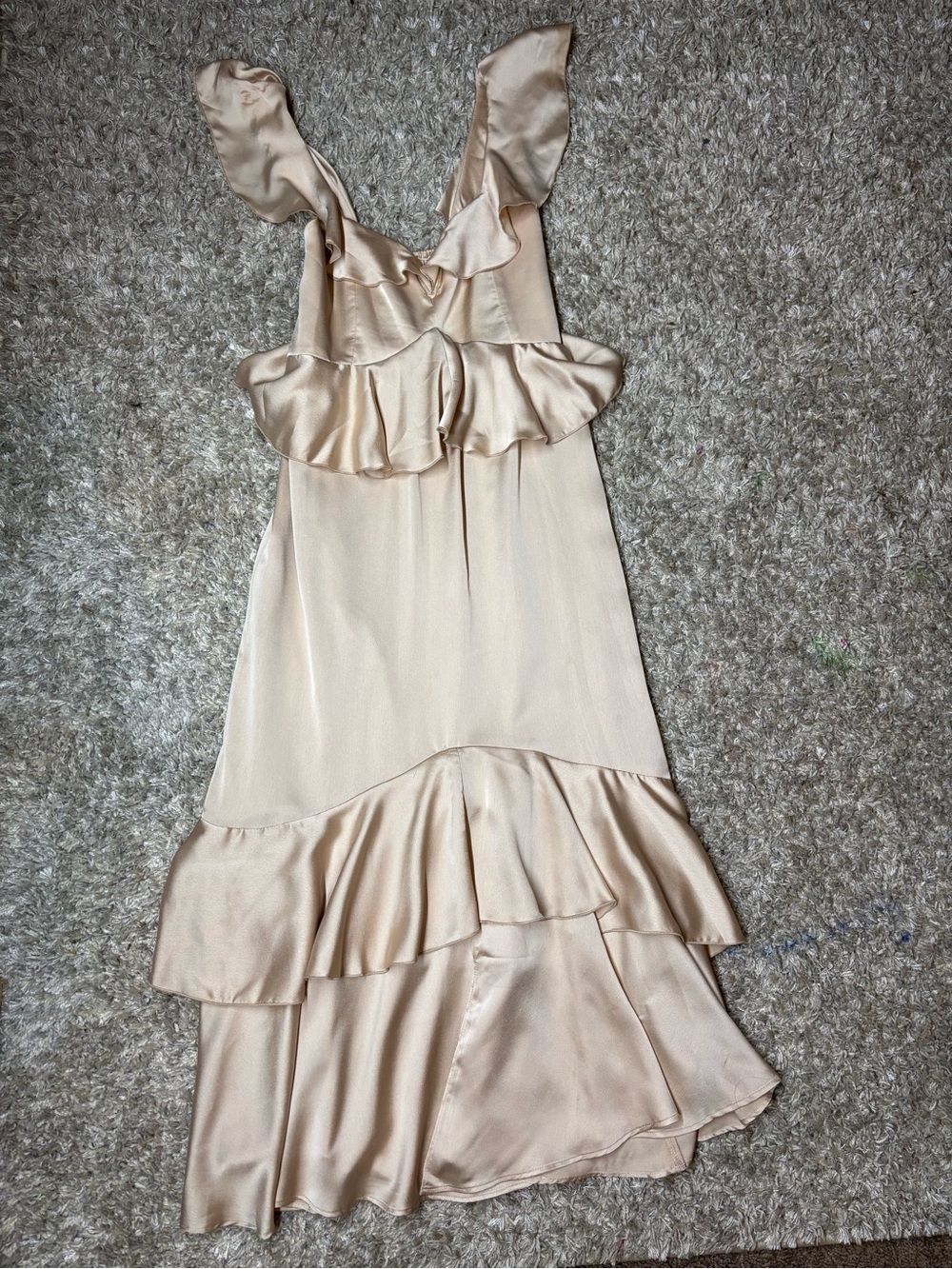 Show Me Your MuMu Champagne Satin Ruffle Slip Dress